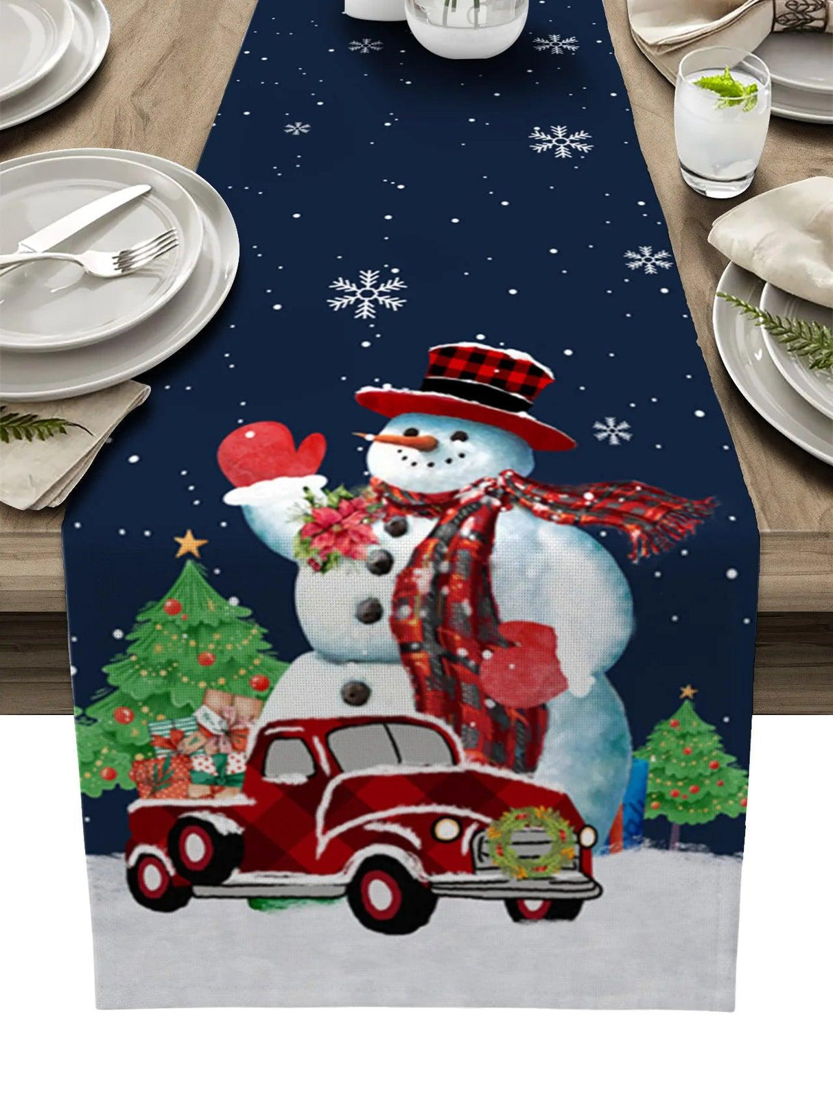 Snowman & Snowflake Christmas Table Runner