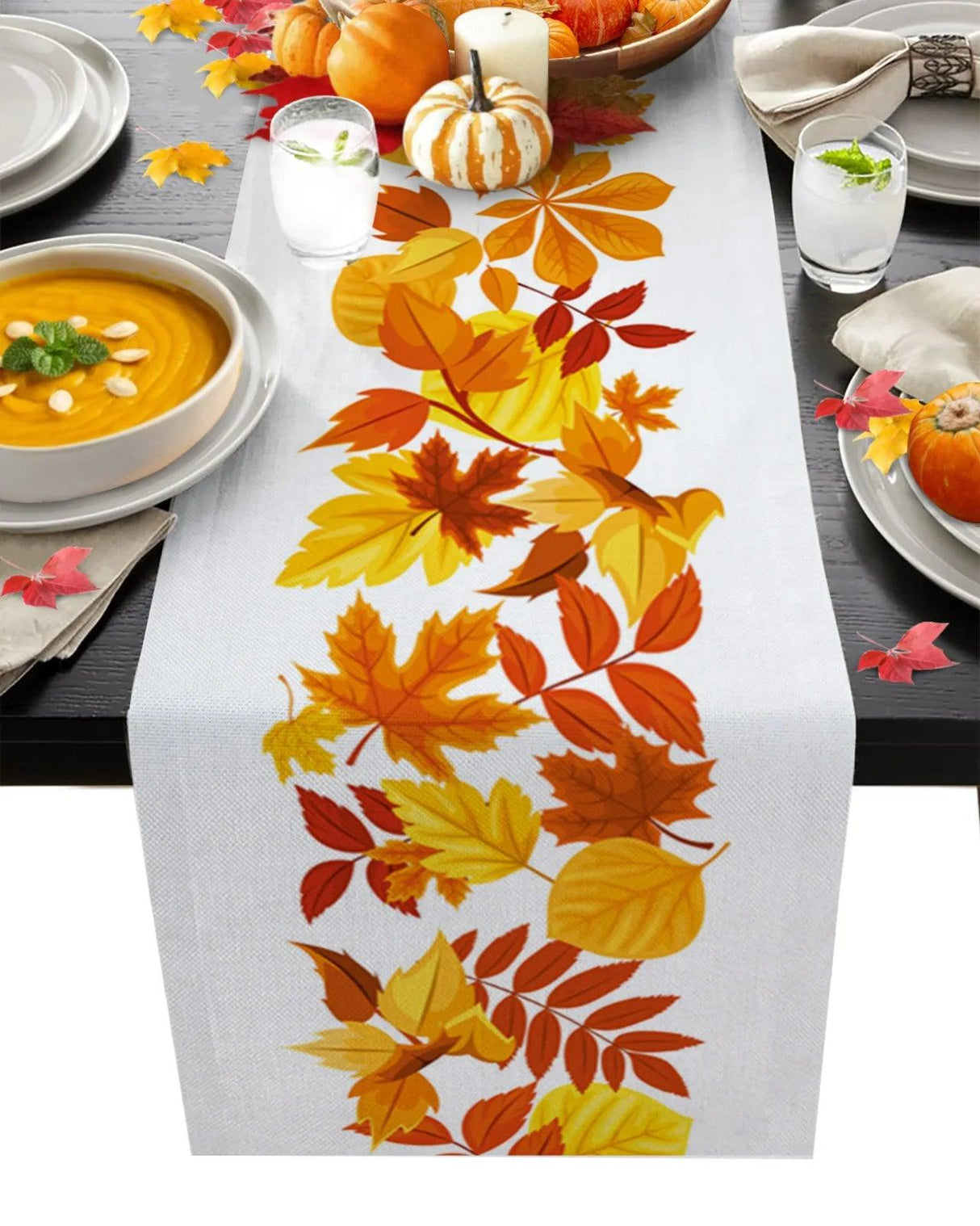 Christmas Festive Maple Leaves Table Runner