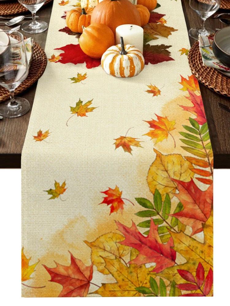 Christmas Festive Maple Leaves Table Runner