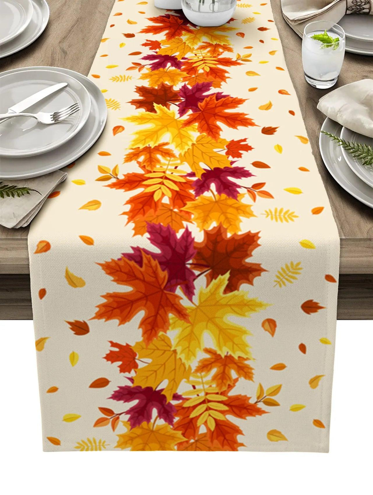 Christmas Festive Maple Leaves Table Runner