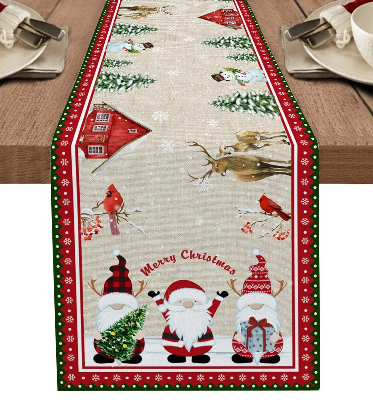 Snowman & Snowflake Christmas Table Runner