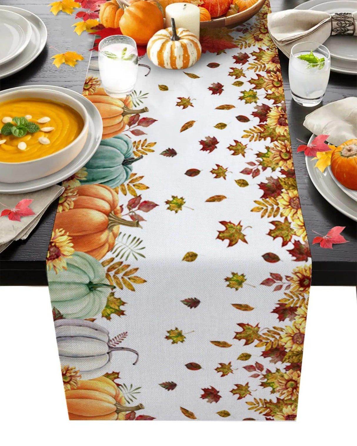 Christmas Festive Maple Leaves Table Runner