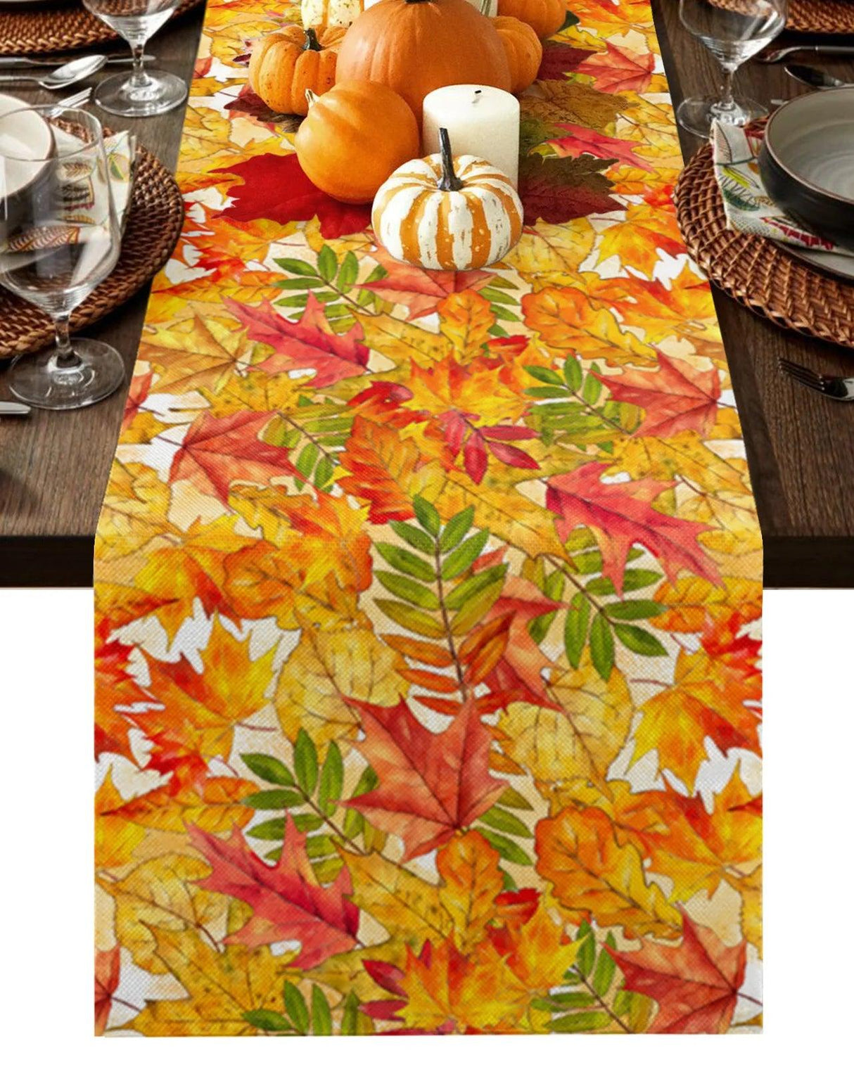 Christmas Festive Maple Leaves Table Runner