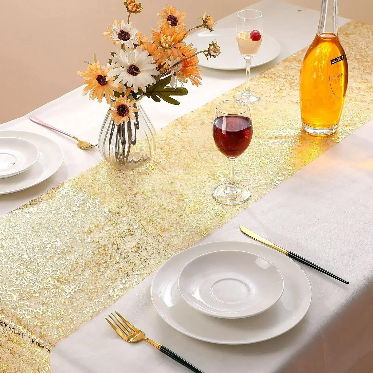 Gold Metallic Glitter Table Runner
