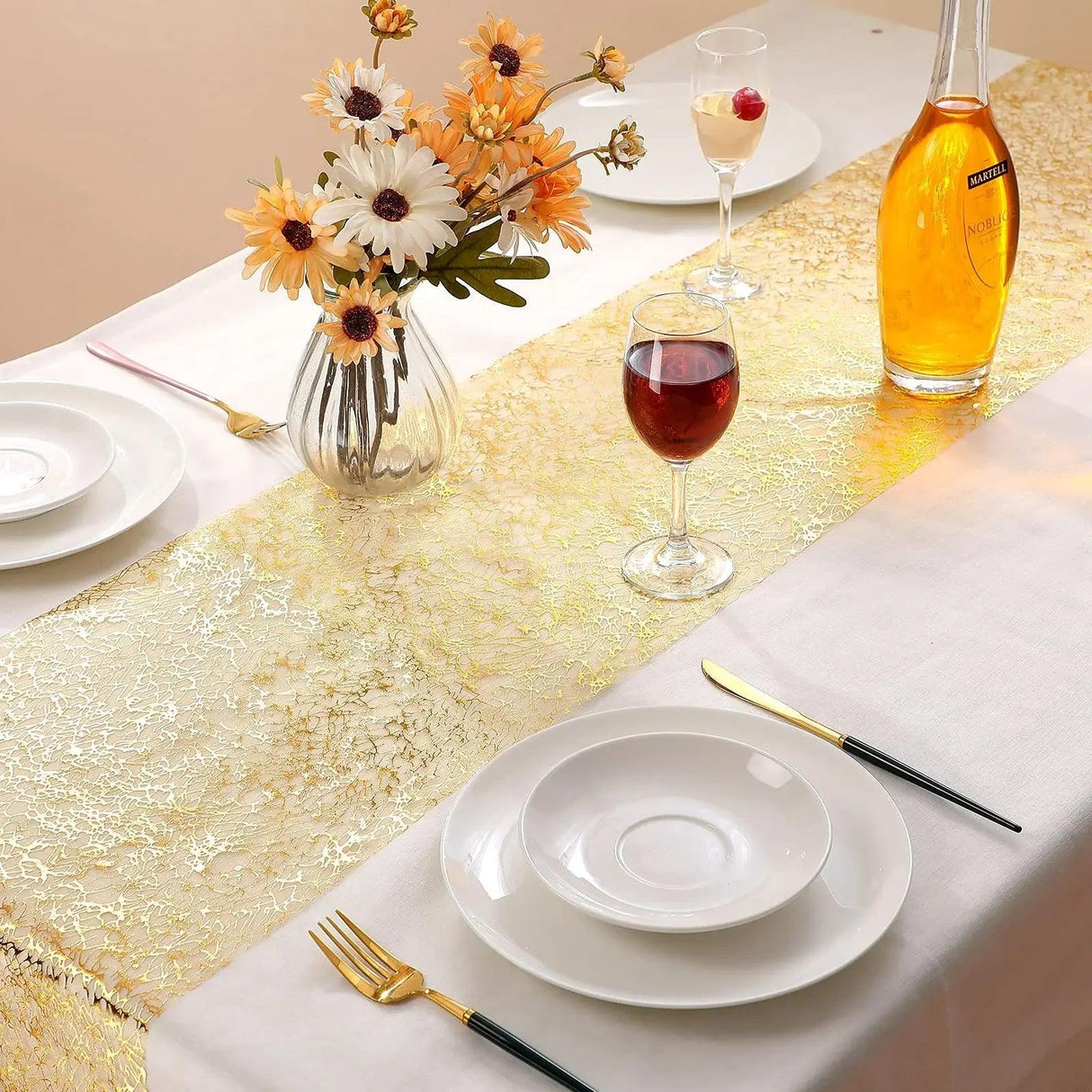 Gold Metallic Glitter Table Runner