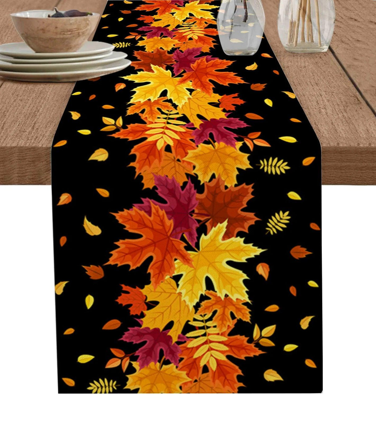 Christmas Festive Maple Leaves Table Runner
