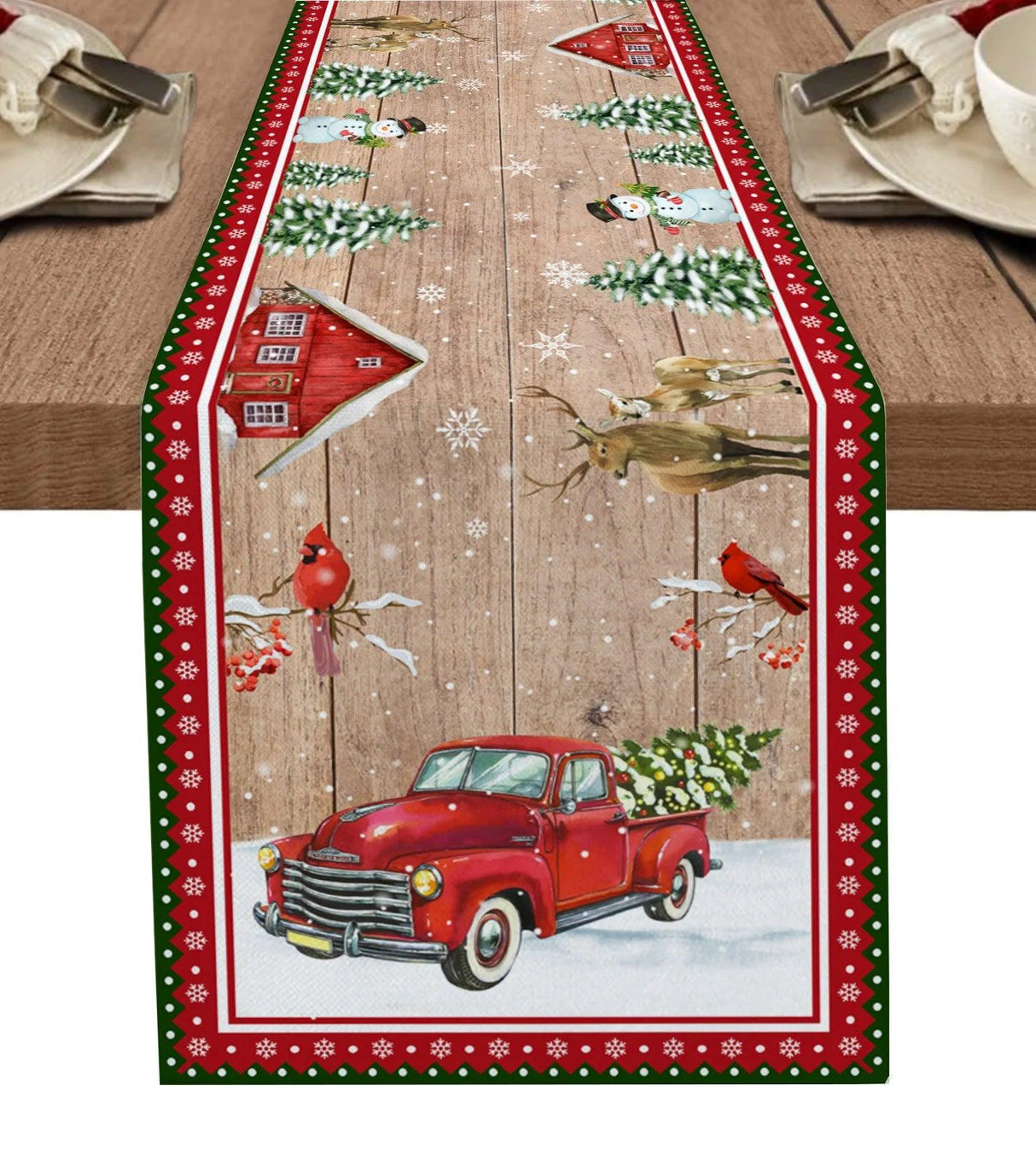 Snowman & Snowflake Christmas Table Runner