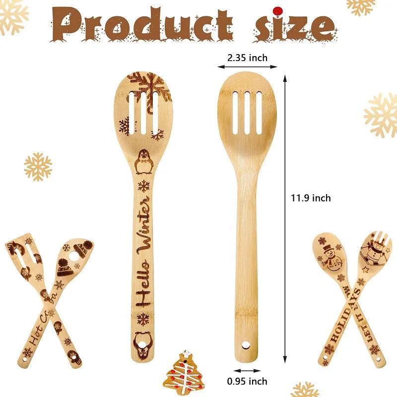 Festive Christmas Wooden Spoon Set