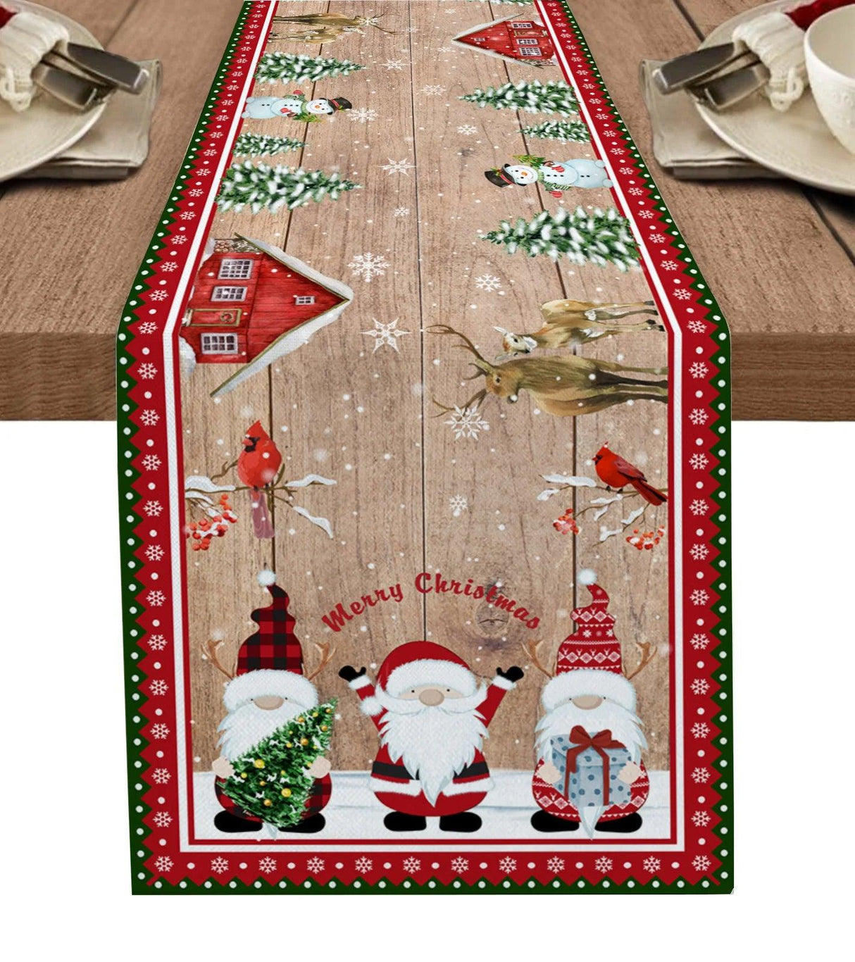 Snowman & Snowflake Christmas Table Runner