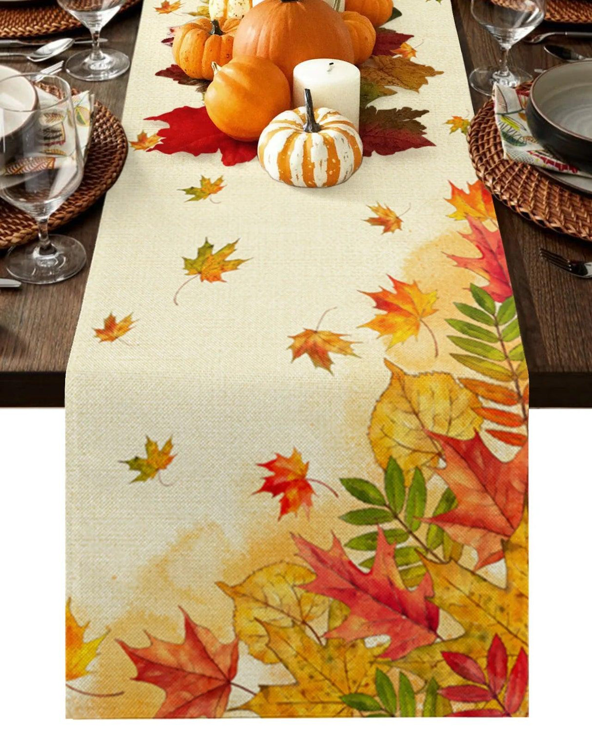 Christmas Festive Maple Leaves Table Runner