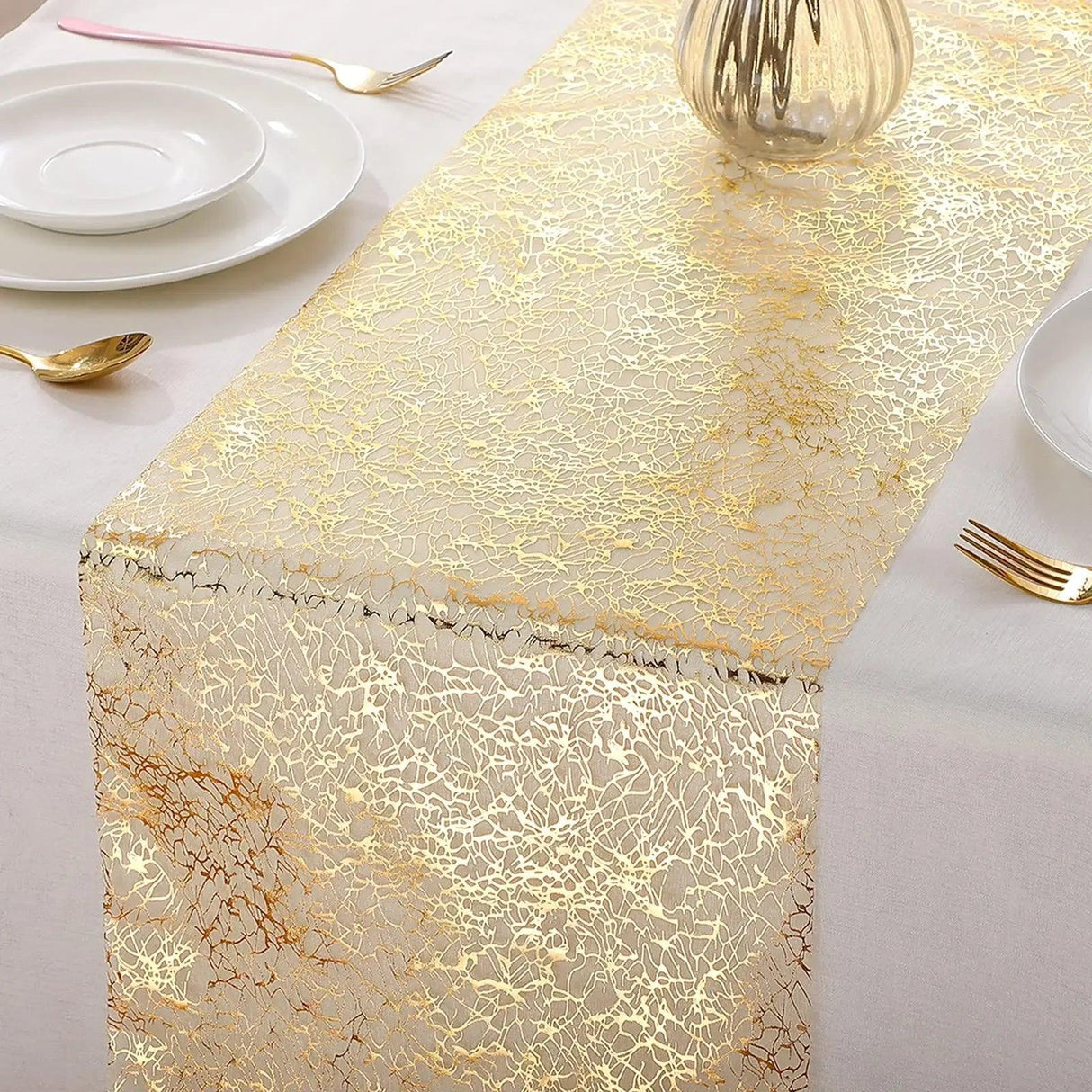 Gold Metallic Glitter Table Runner