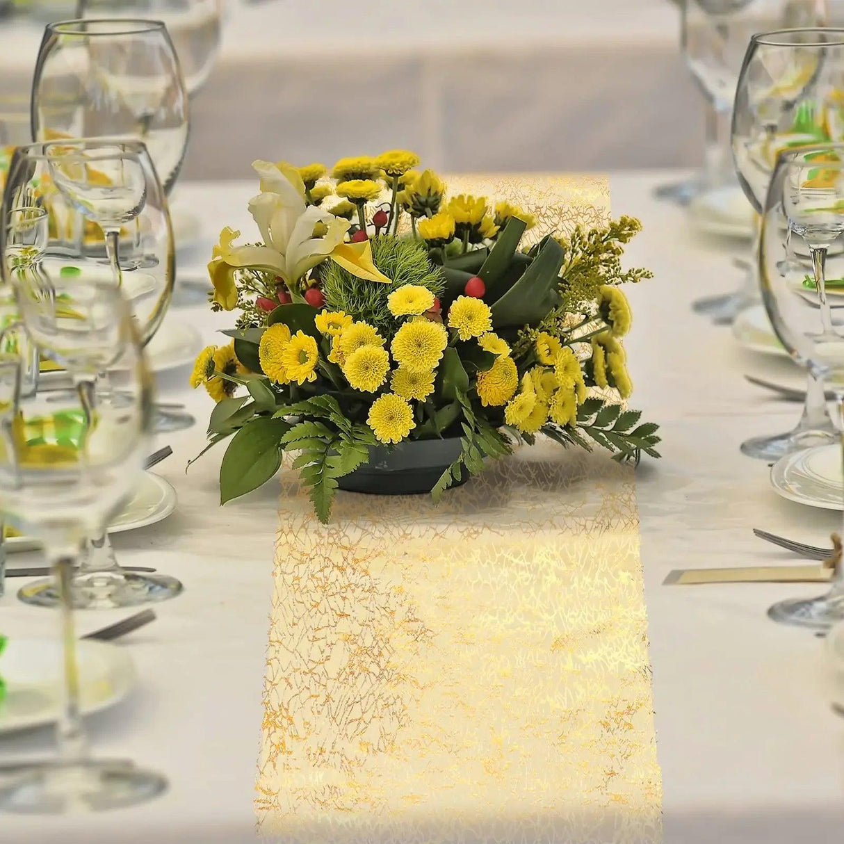 Gold Metallic Glitter Table Runner