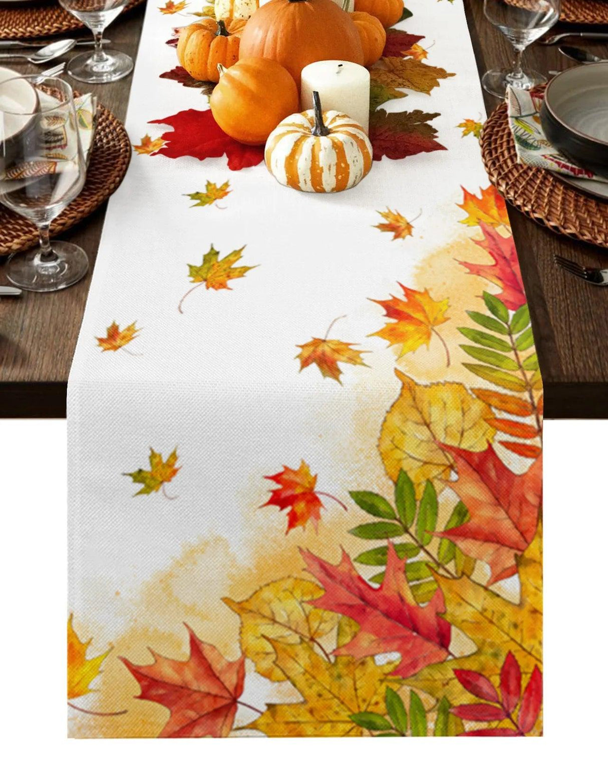 Christmas Festive Maple Leaves Table Runner