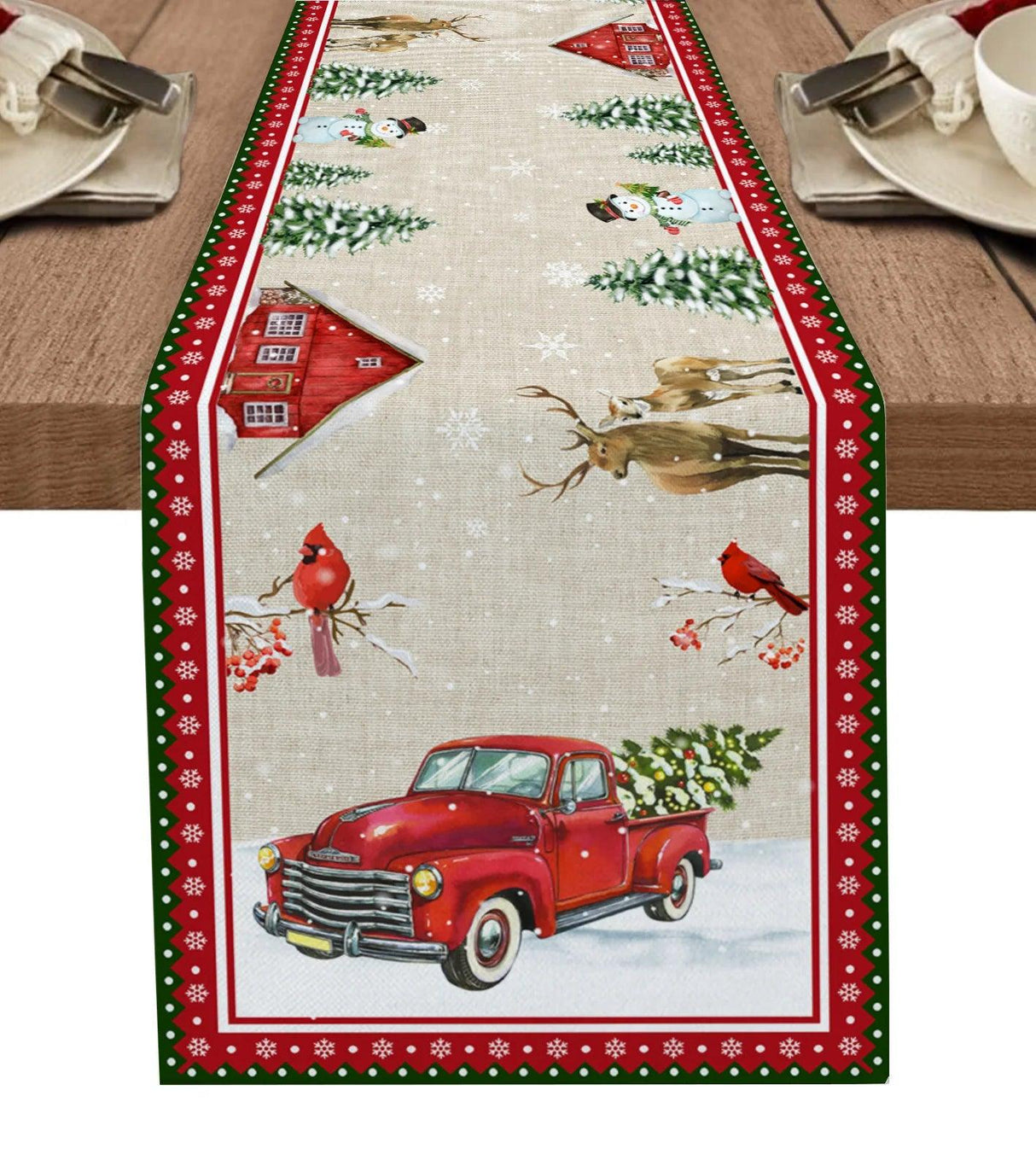 Snowman & Snowflake Christmas Table Runner