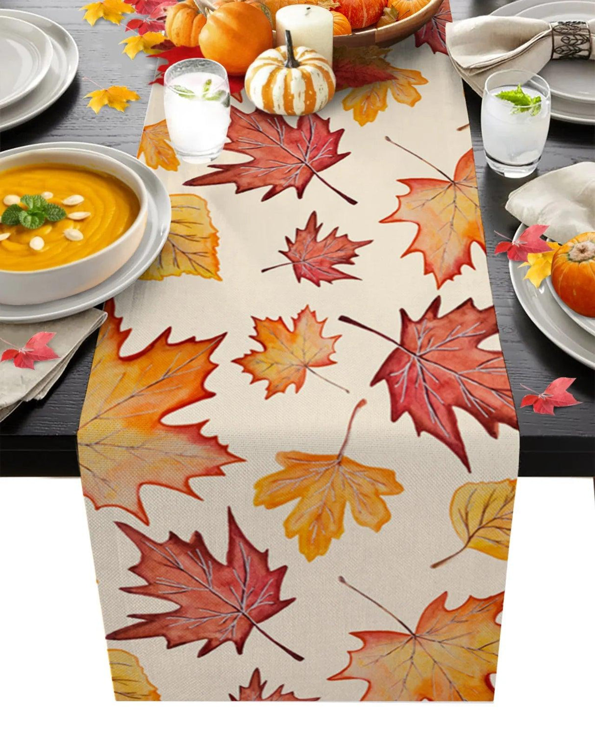 Christmas Festive Maple Leaves Table Runner
