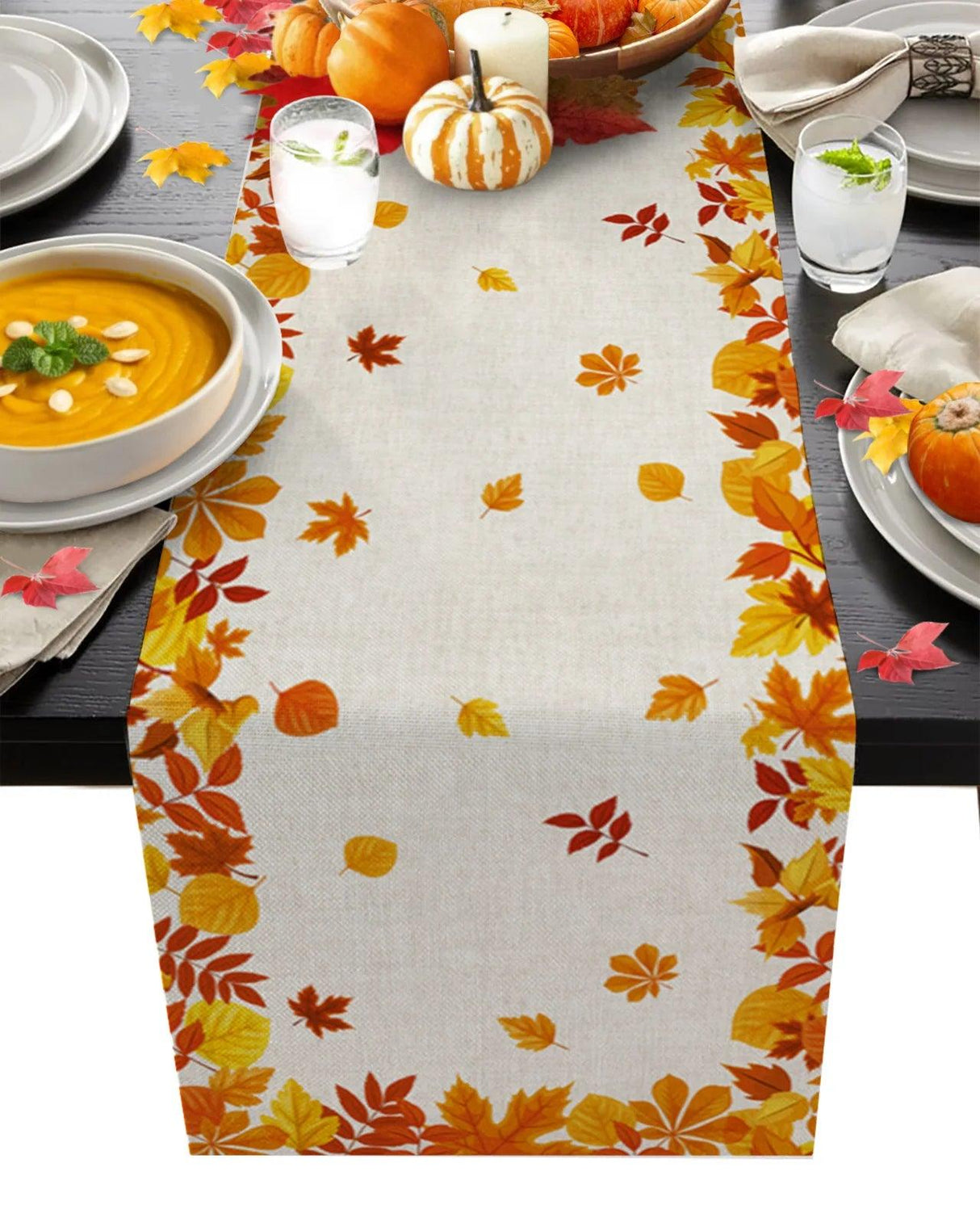 Christmas Festive Maple Leaves Table Runner