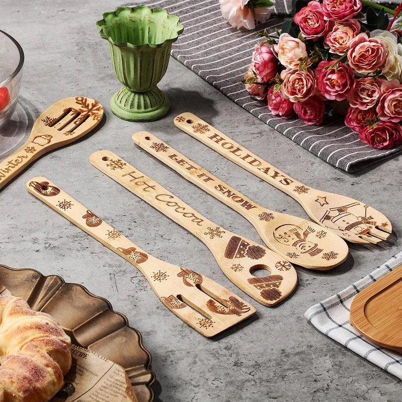 Festive Christmas Wooden Spoon Set