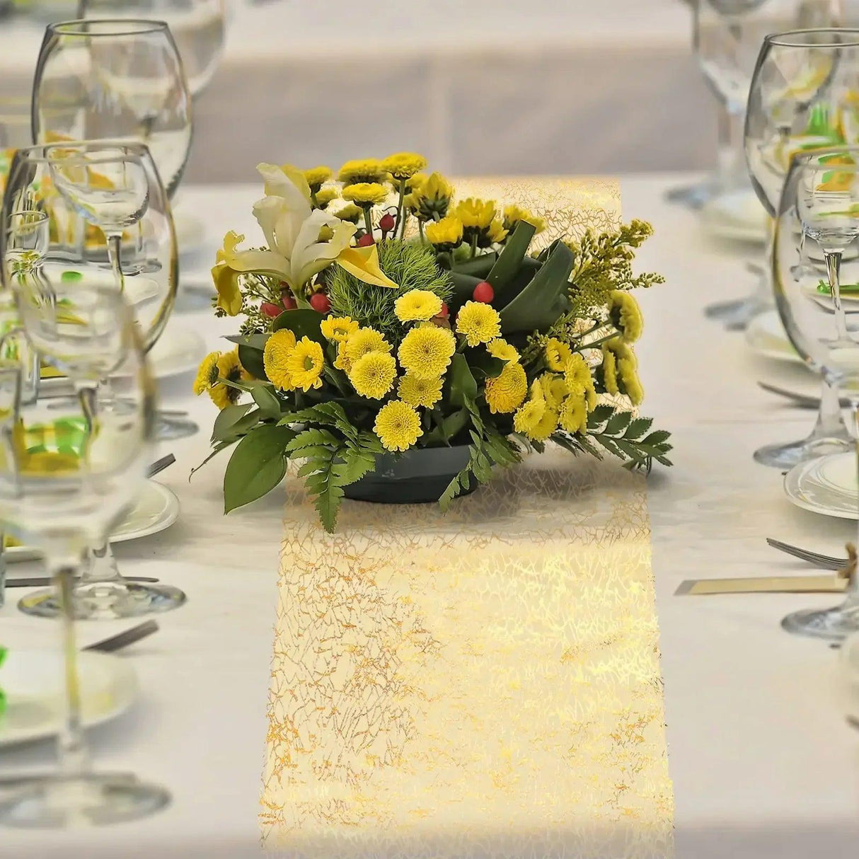 Gold Metallic Glitter Table Runner