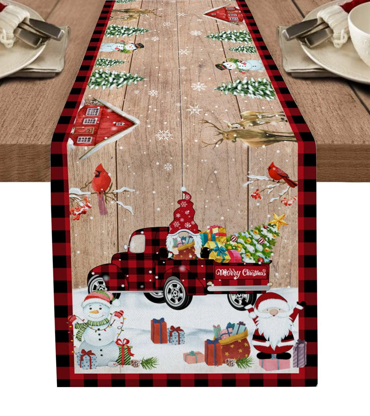 Snowman & Snowflake Christmas Table Runner