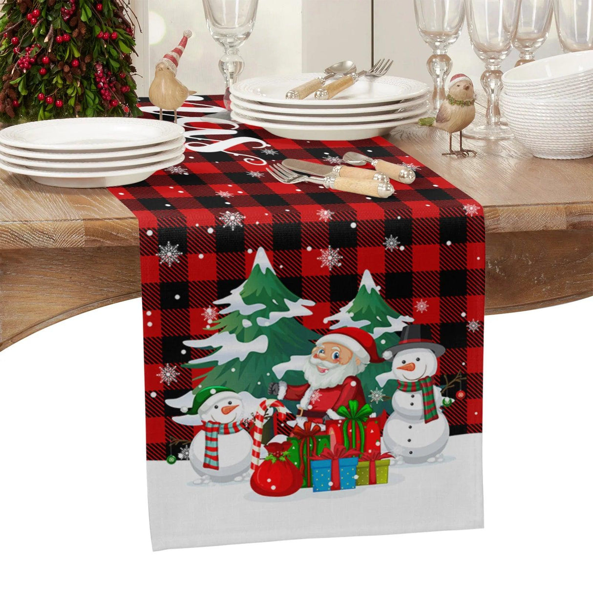 Snowman & Snowflake Christmas Table Runner