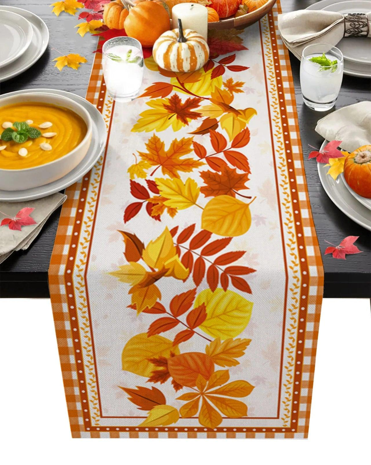 Christmas Festive Maple Leaves Table Runner
