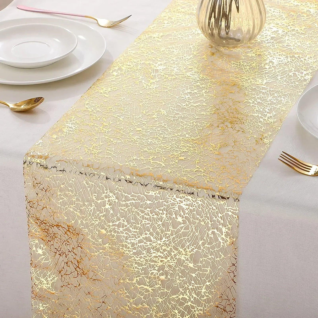 Gold Metallic Glitter Table Runner