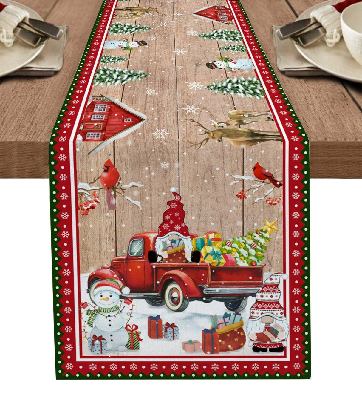 Snowman & Snowflake Christmas Table Runner