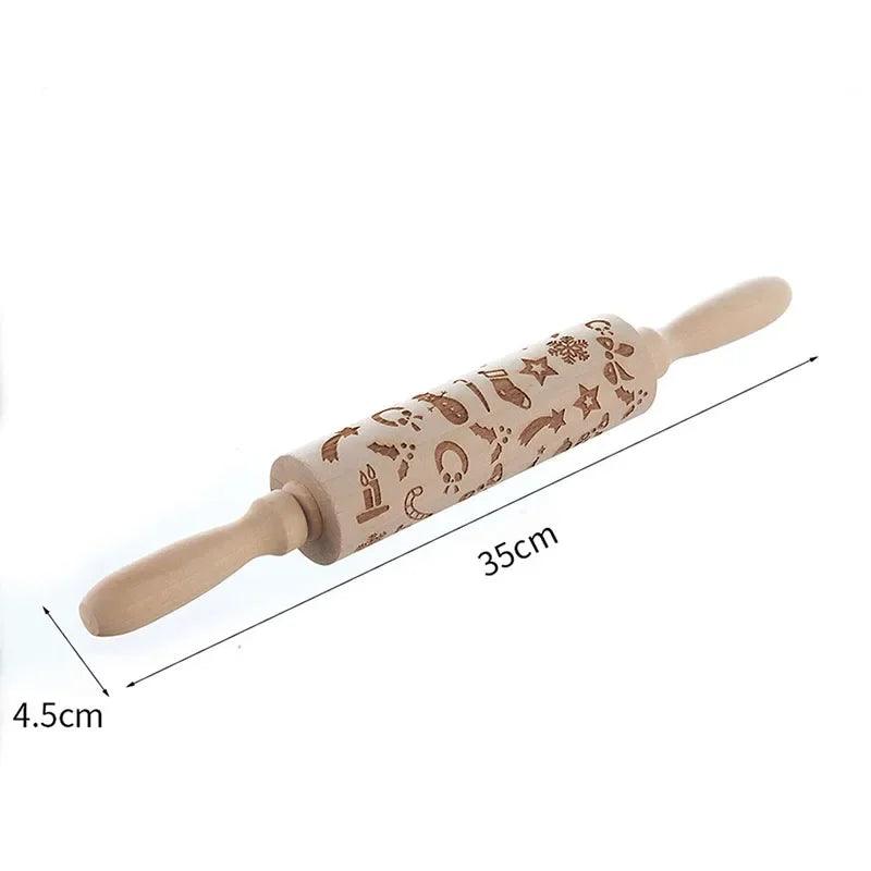 Festive Wooden Rolling Pin