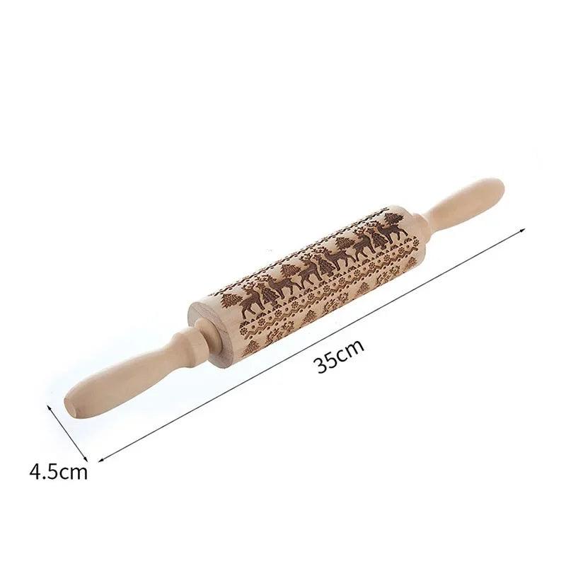 Festive Wooden Rolling Pin