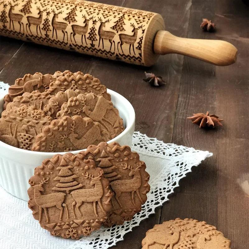 Festive Wooden Rolling Pin