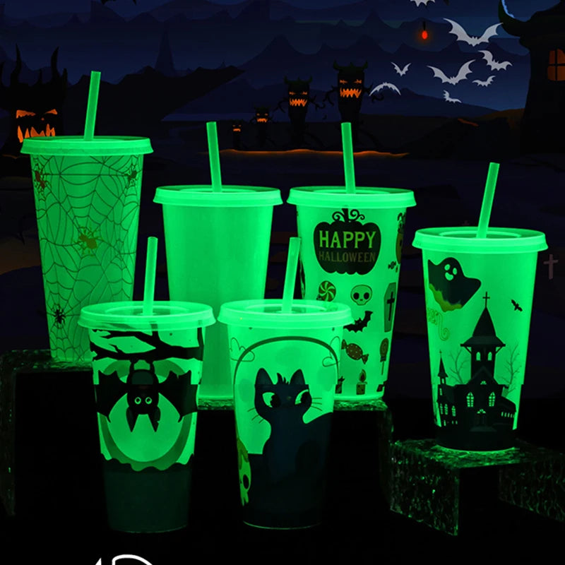 Glow-in-the-Dark Halloween Straw Cup