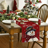 Christmas Linen Table Runner – Snowman & Christmas Tree