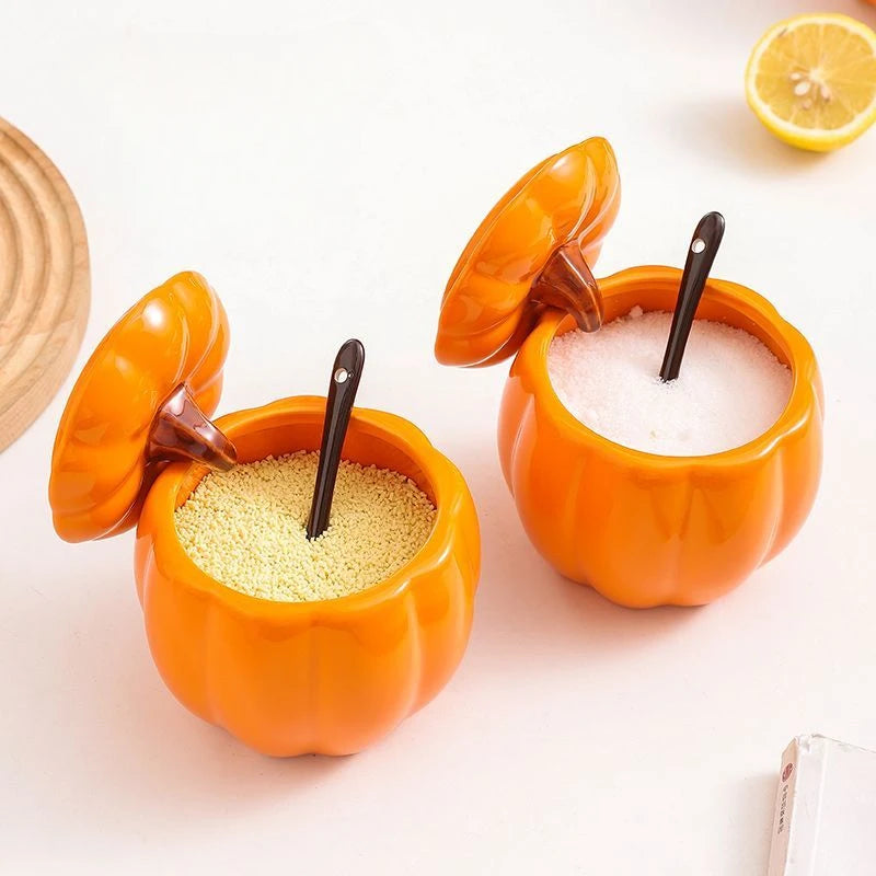 Cute Pumpkin Ceramic Seasoning Jar