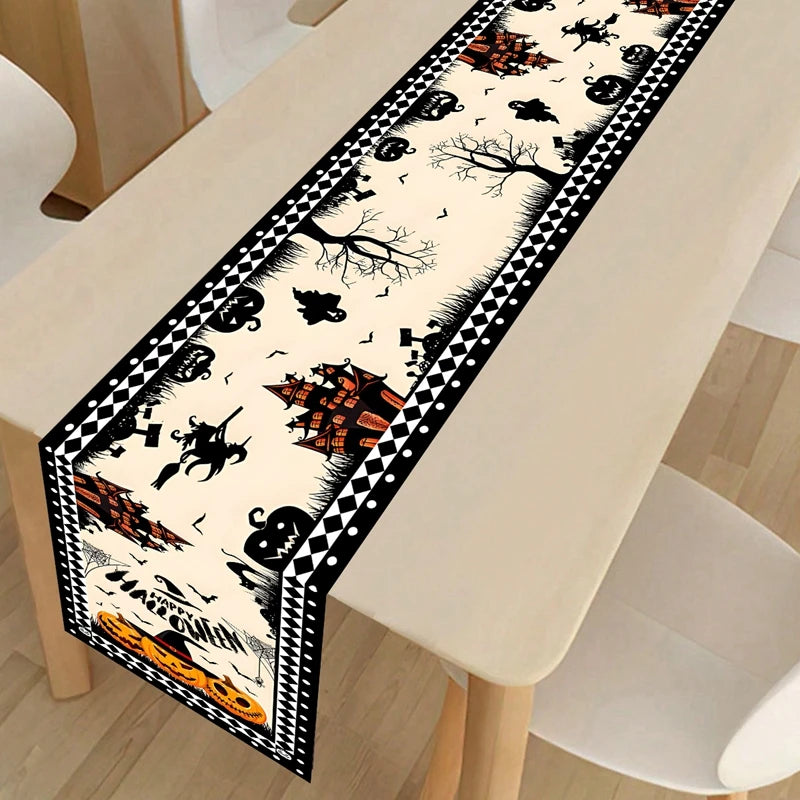 Happy Halloween Pumpkin & Ghost Table Runner