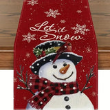 Christmas Linen Table Runner – Snowman & Christmas Tree