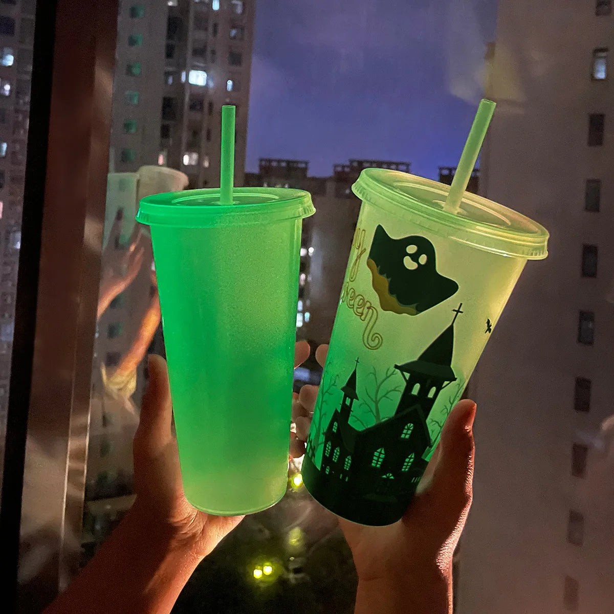 Glow-in-the-Dark Halloween Straw Cup