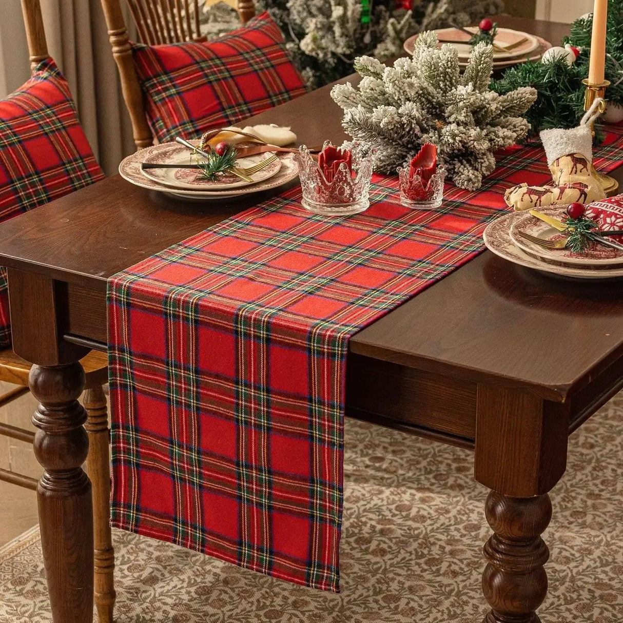 Red Scottish Tartan Plaid Christmas Table Runner