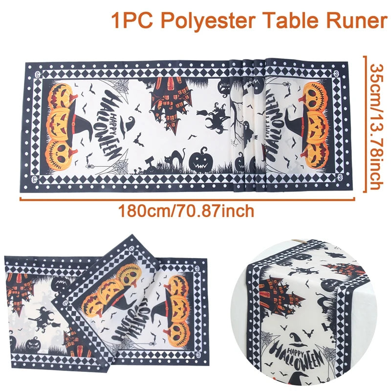 Happy Halloween Pumpkin & Ghost Table Runner