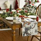 Christmas Linen Table Runner – Snowman & Christmas Tree