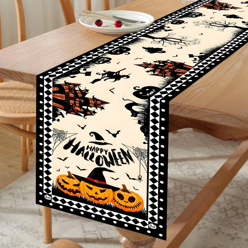 Happy Halloween Pumpkin & Ghost Table Runner