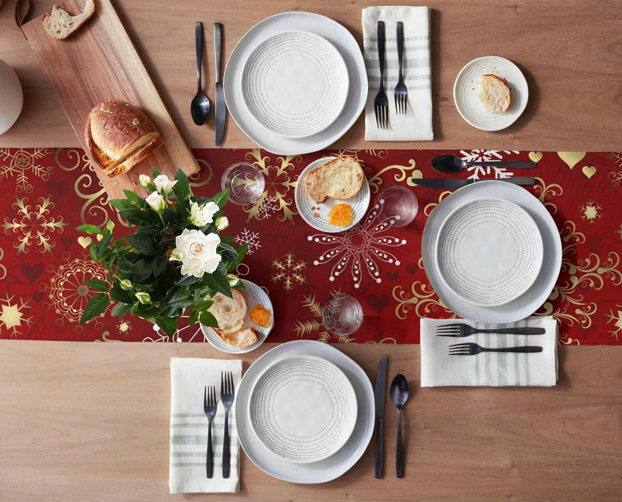 Christmas Snowflake Texture Linen Table Runner