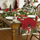 Christmas Linen Table Runner – Snowman & Christmas Tree