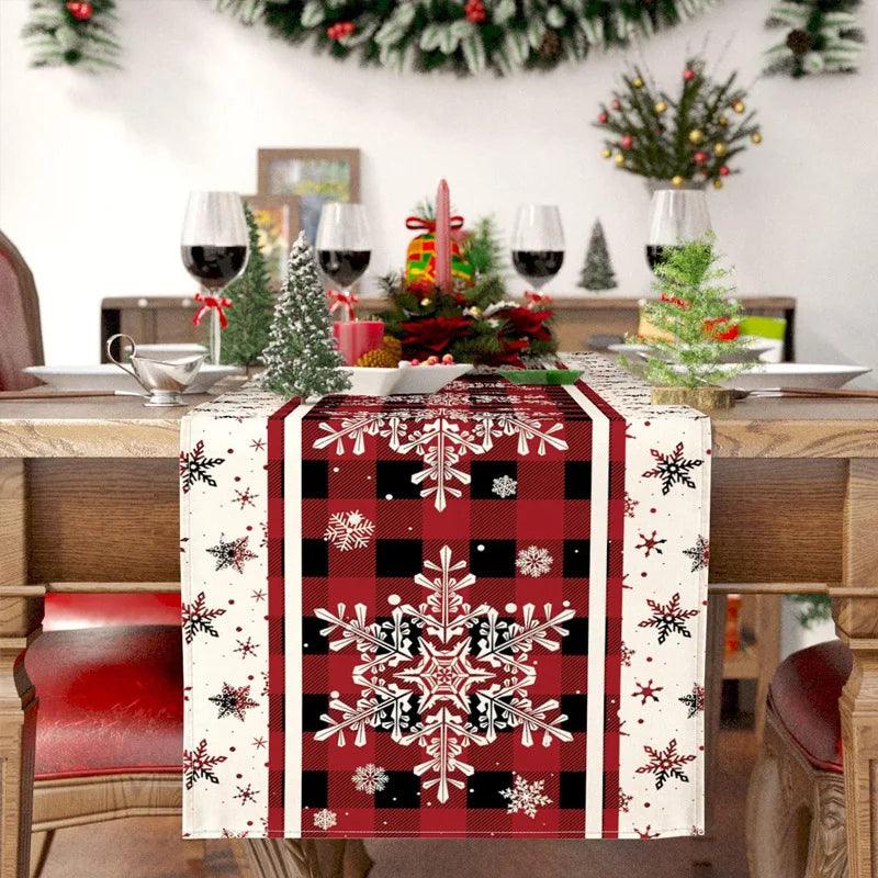 Christmas Linen Table Runner – Snowman & Christmas Tree