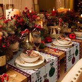 Merry Christmas Tree & Bauble Linen Table Runner