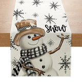 Christmas Linen Table Runner – Snowman & Christmas Tree