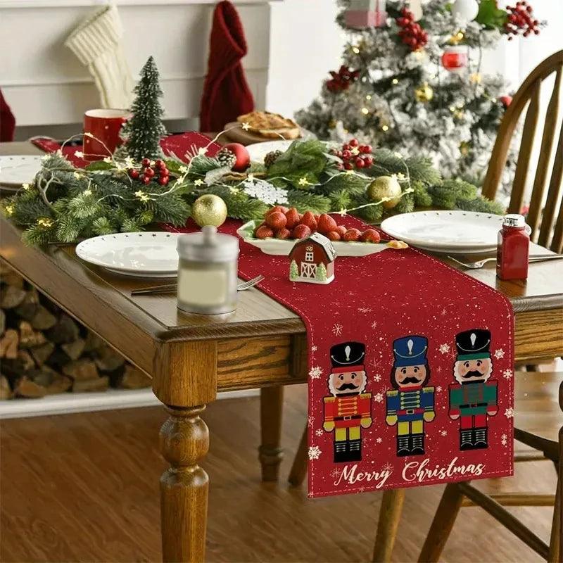 Christmas Linen Table Runner – Snowman & Christmas Tree