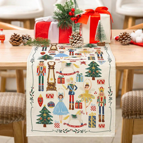 Watercolor Nutcracker Christmas Table Runner