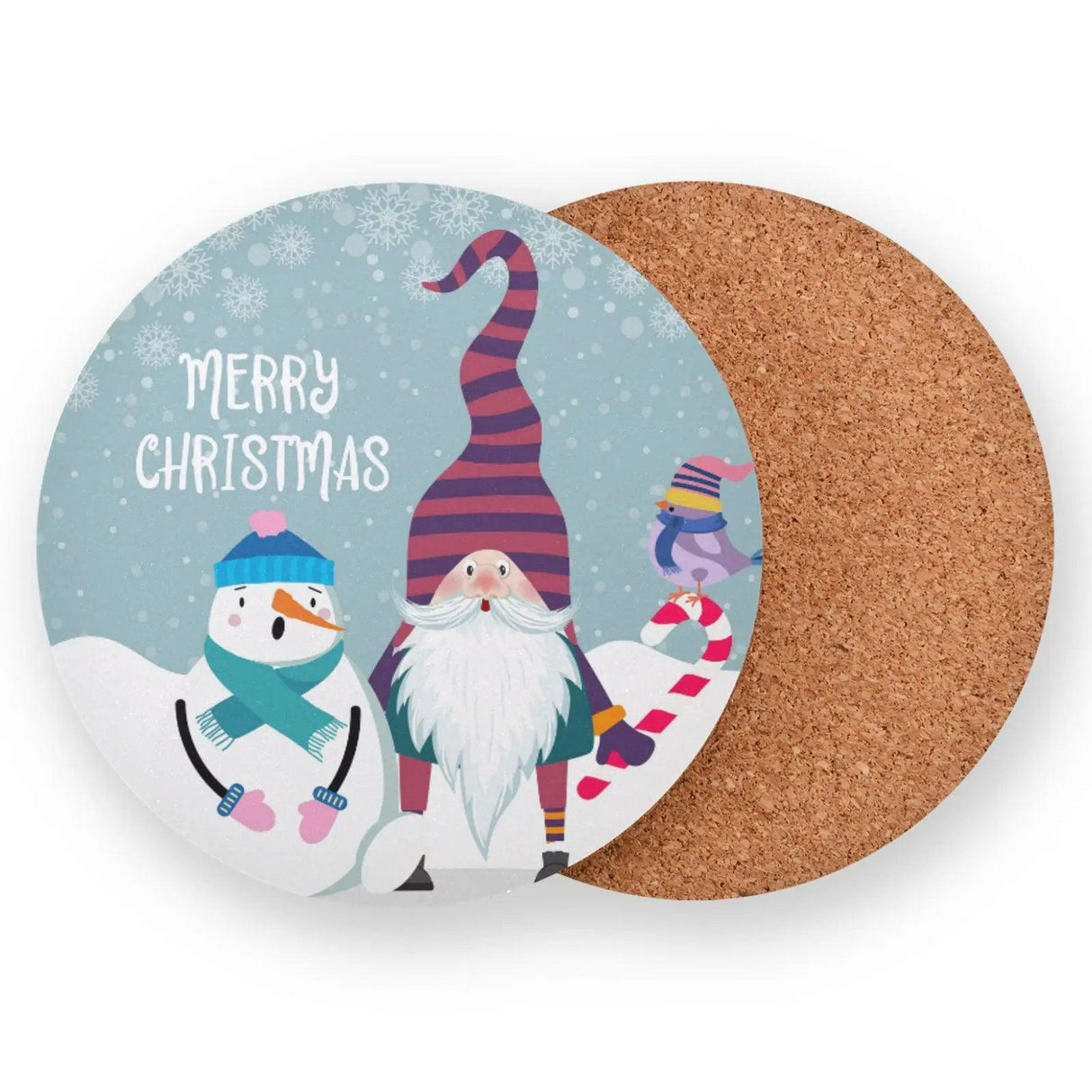 Festive Gnome Cork Coaster Set