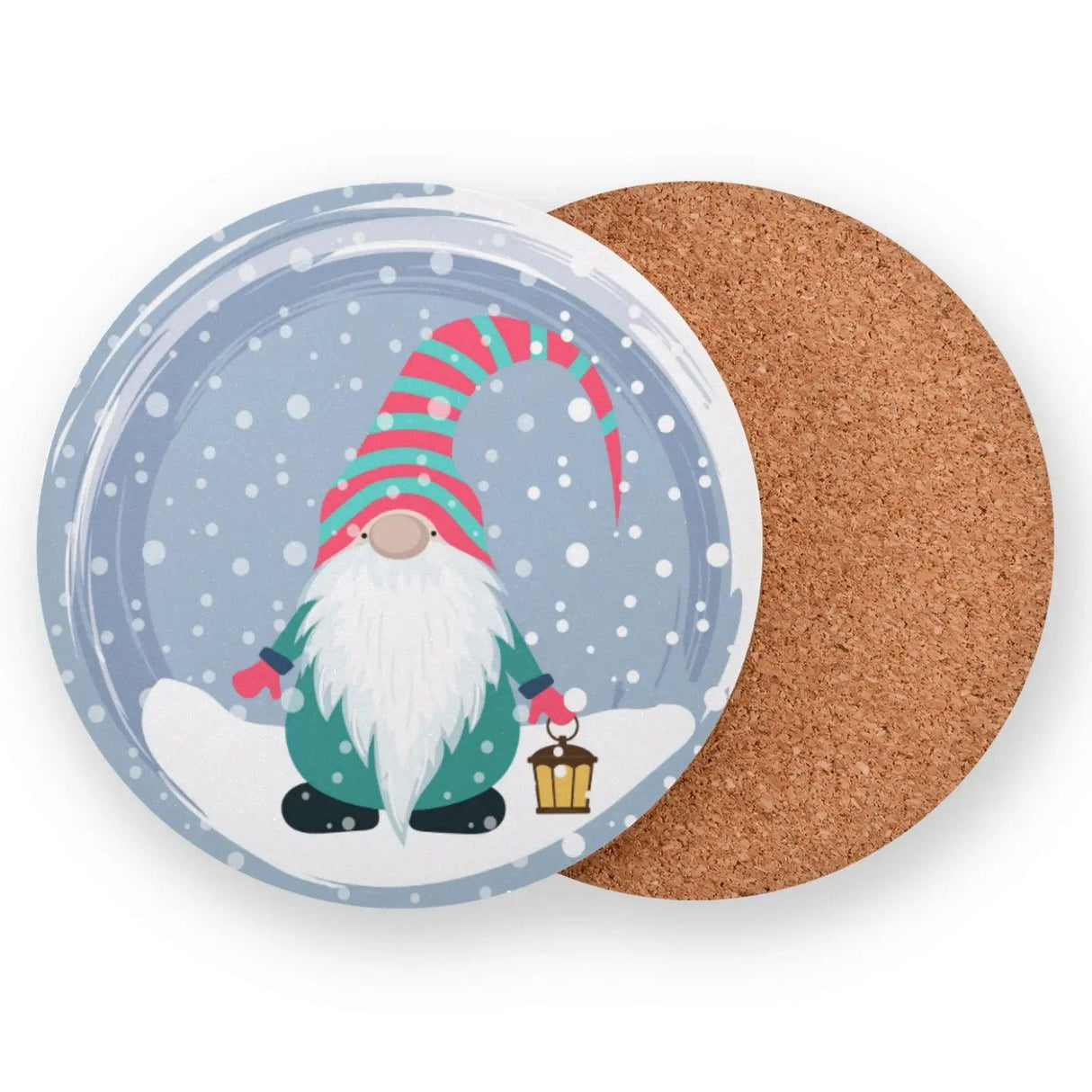 Festive Gnome Cork Coaster Set